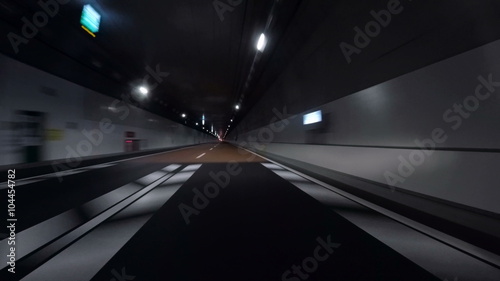 Driver view entering the C2 tunnels from Oi JCT on the highway.