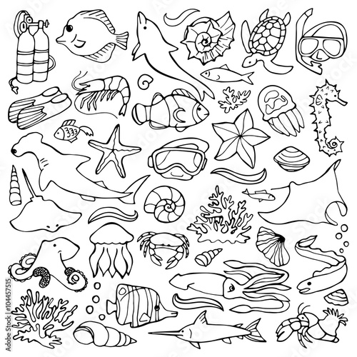 Sea doodle set