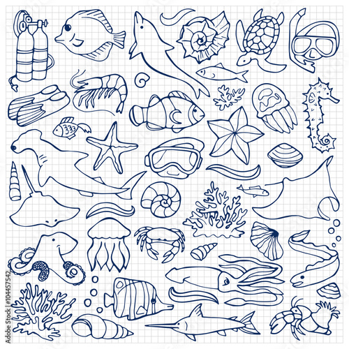 Sea doodle set