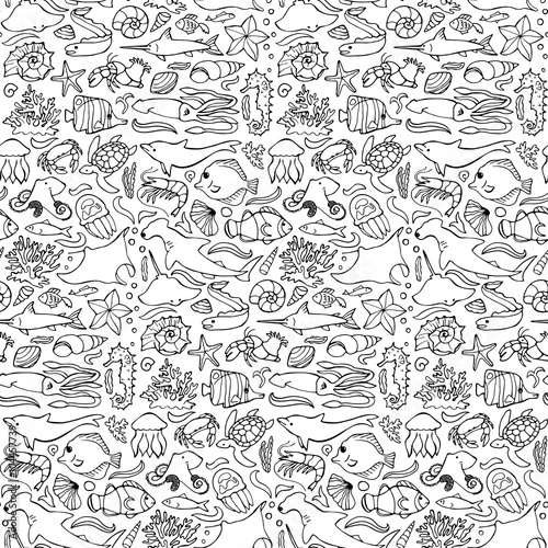 Sea seamless doodle pattern