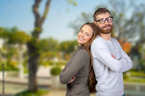 Cheerful young couple standing