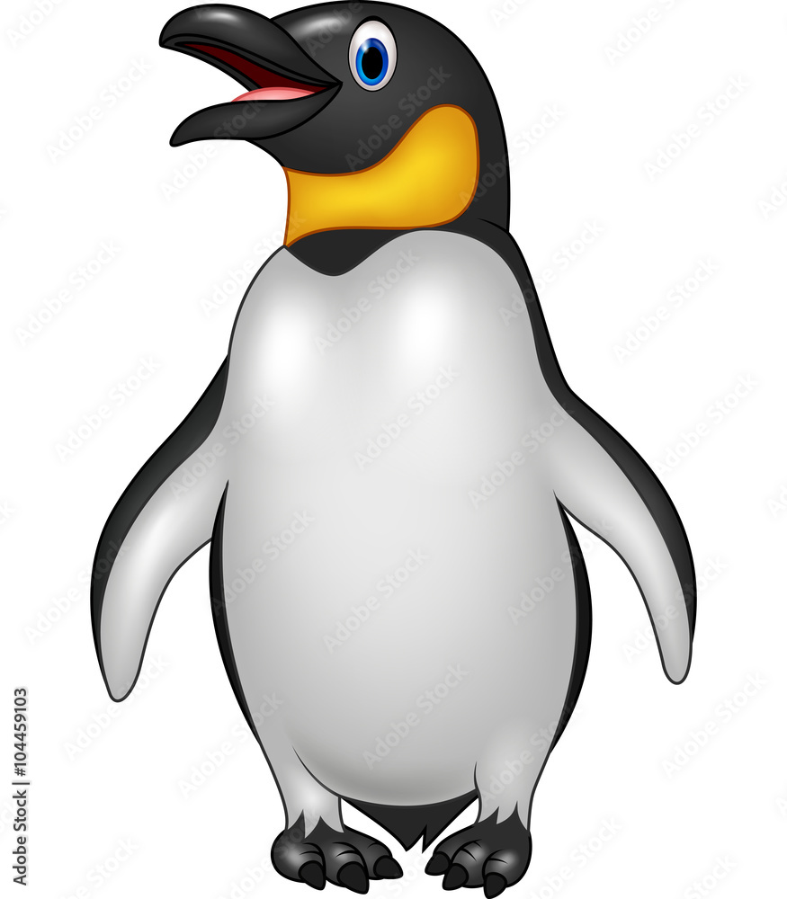 Obraz premium Cute emperor penguin standing isolated on white background