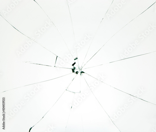 Broken glass on white background
