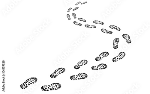 Perspektivische Fußspur / Schuhabdruck mit Profil / Vektor, schwarz-weiß, freigestellt photo