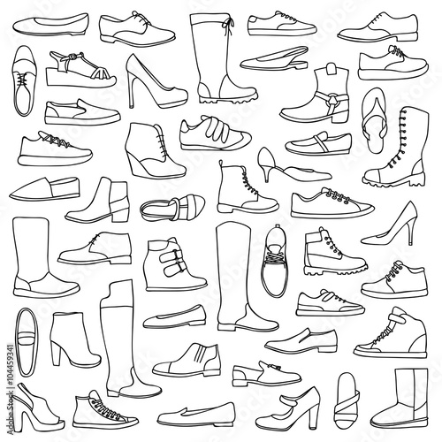 Man and woman doodle shoes
