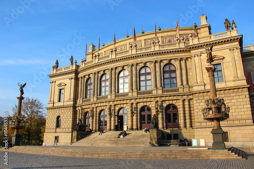 The building of Rudolfiunum concert halls on Jan Palach Square in Prague, Czech Republic. Czech Philharmonic Orchestra.