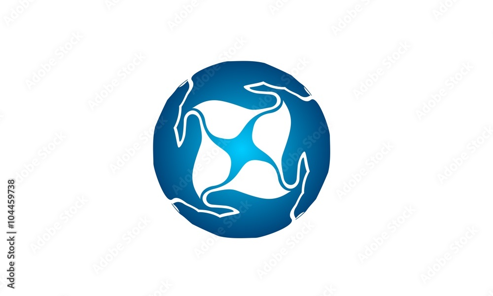 Element symbol teamwork hand logo solid and compact
