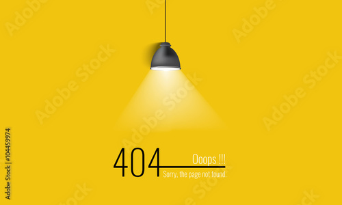 Connection error 404. Abstract background with lamp, ray and wire. 