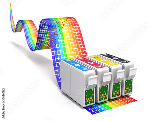 Foto Printing concept with CMYK set of cartridges for ink jet printer