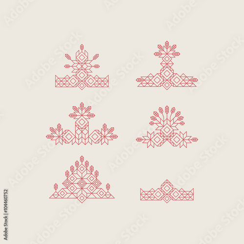 Set of Vintage Graphic Elements for Design. Line Art Design for Invitations, Posters. Linear Element. Geometric Style. Lineart Vector Illustration. Geometric Linear Border, Divider. Page Decoration.