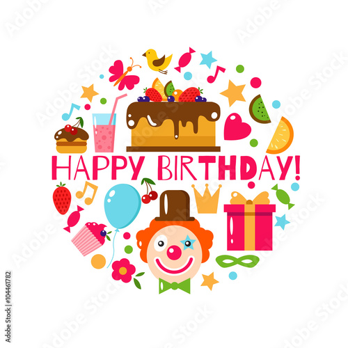 Happy Birthday set, vector illustration