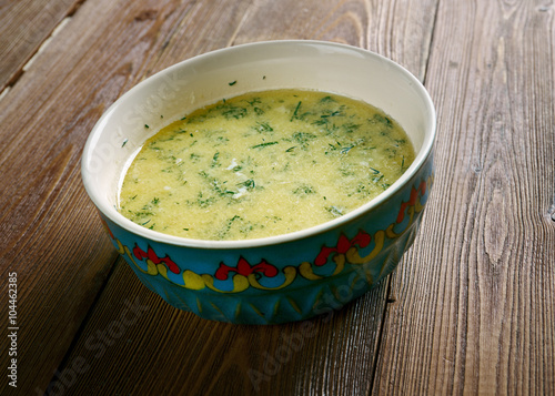 Georgian soup with sour milk photo