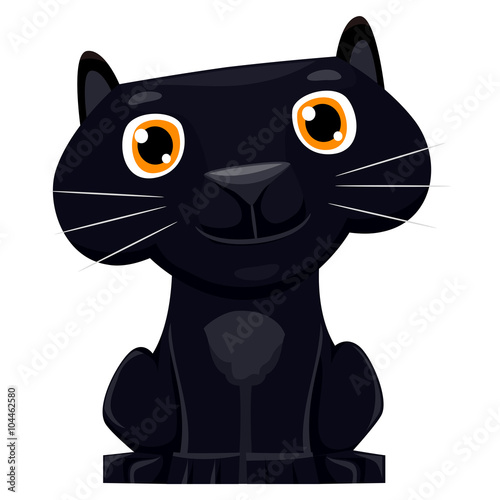 Illustration of a cute cartoon Black Panther