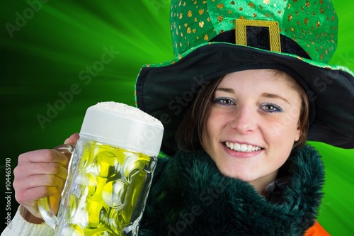 Irish girl holding beer photo