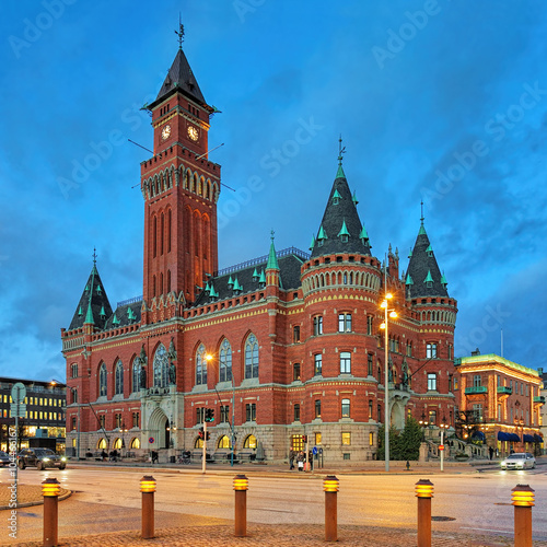 City Hall of Helsingborg in the evening, Sweden