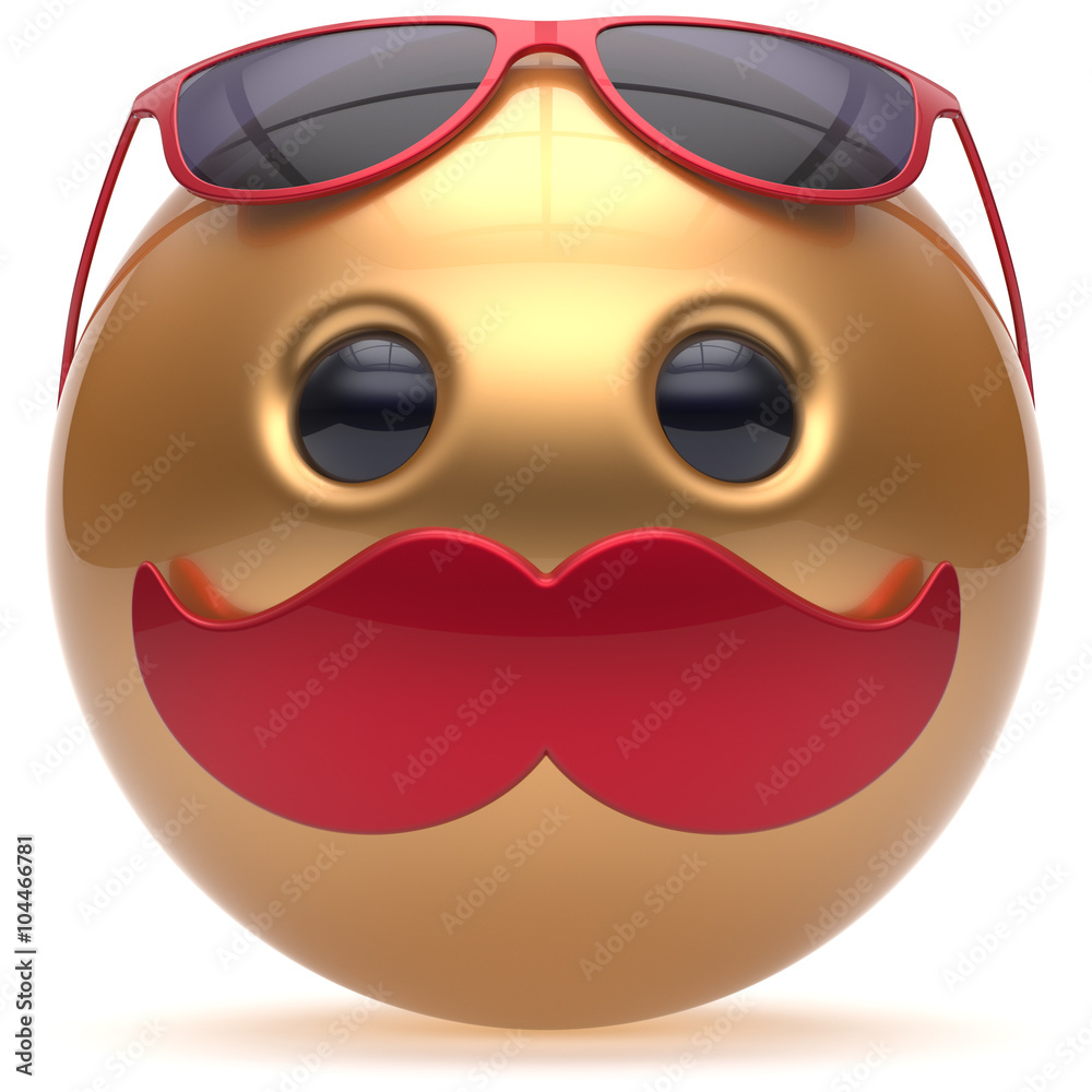 Smiley mustache face emoticon ball happy joyful cartoon person Smiley mustache face emoticon ball happy joyful cartoon person