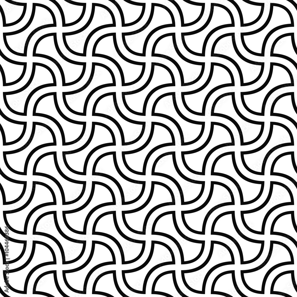 Seamless monochrome curved shape pattern Seamless monochrome curved shape pattern