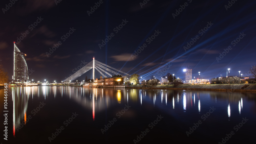 Fototapeta premium night city reflections in river