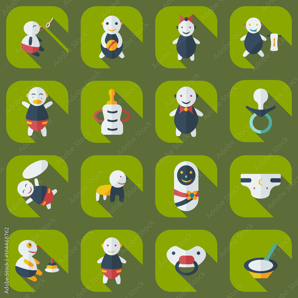 Fototapeta premium Flat concept, set modern design with shadow Babes
