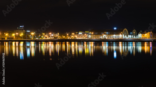 night city reflections in river