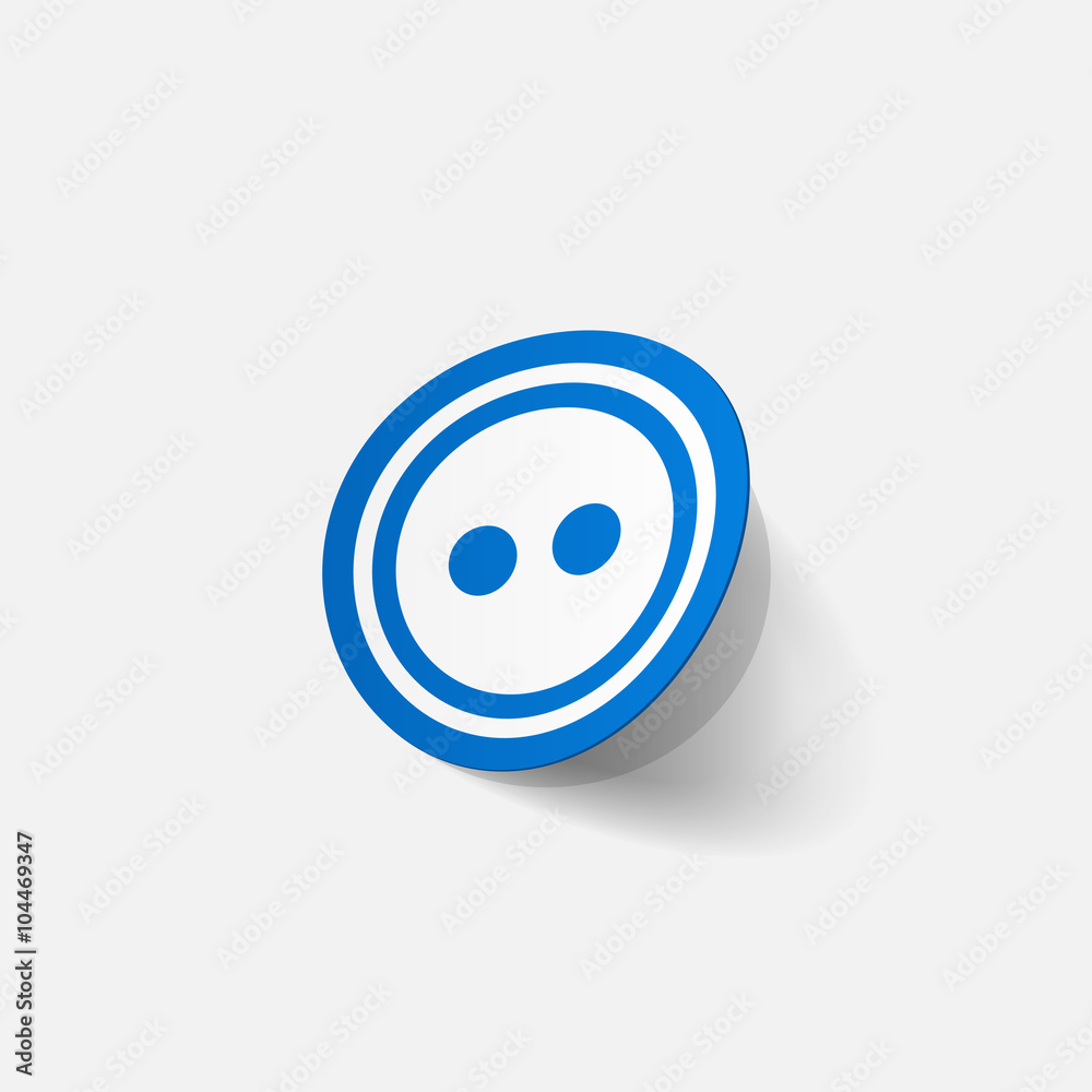 Realistic paper sticker: sewing Button Realistic paper sticker: sewing Button