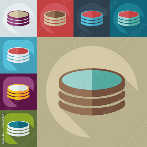 Flat concept, set modern design with shadow marketing sales