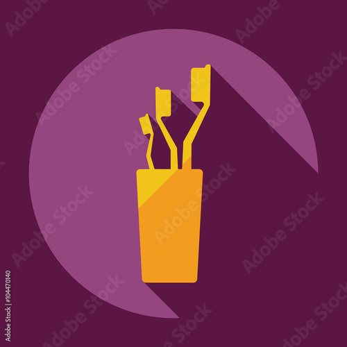 Flat modern design with shadow toothbrushes