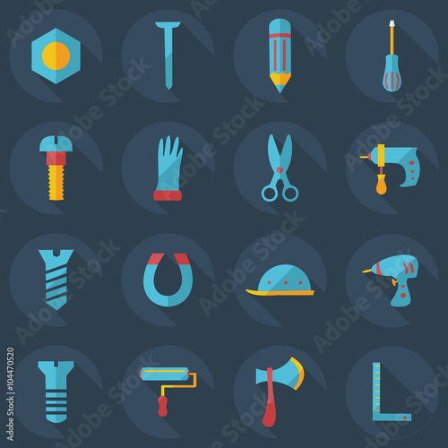 Flat concept, set modern design with shadow construction