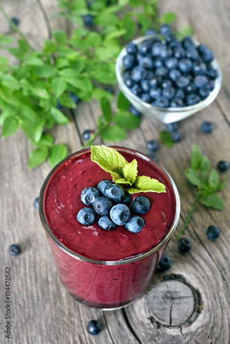 Blueberry smoothie in glass