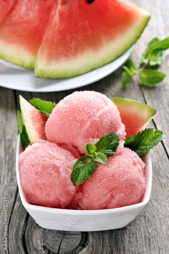 Watermelon sorbet ice cream