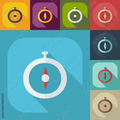 Flat concept, set modern design with shadow sailing