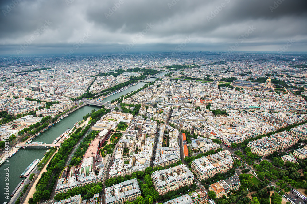 Panoramic view of Paris from the Eiffel tower