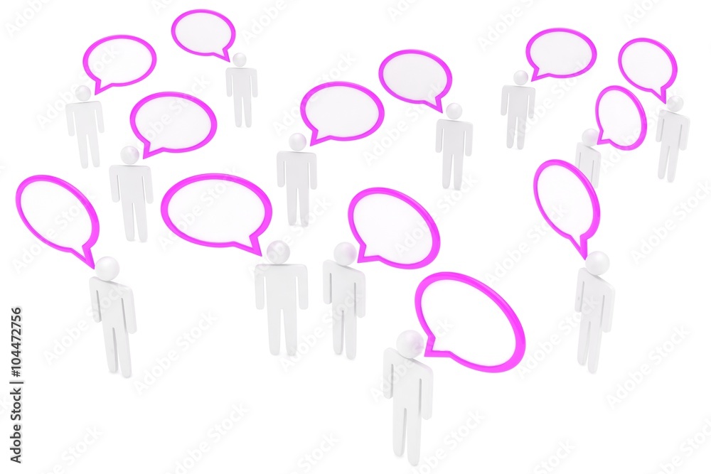 people with talk bubbles isolated over a white background