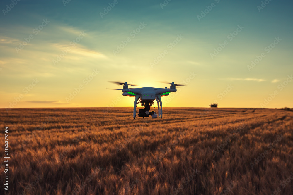 Varna, Bulgaria - June 23 ,2015: Flying drone quadcopter Dji Pha - obrazy, fototapety, plakaty 