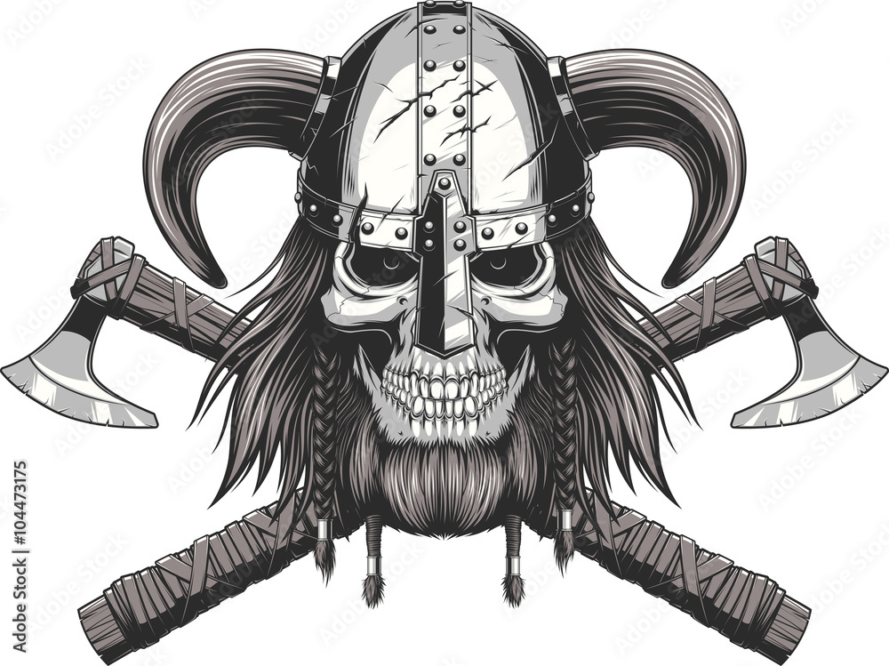 Viking Skull in helmet Векторный объект Stock | Adobe Stock