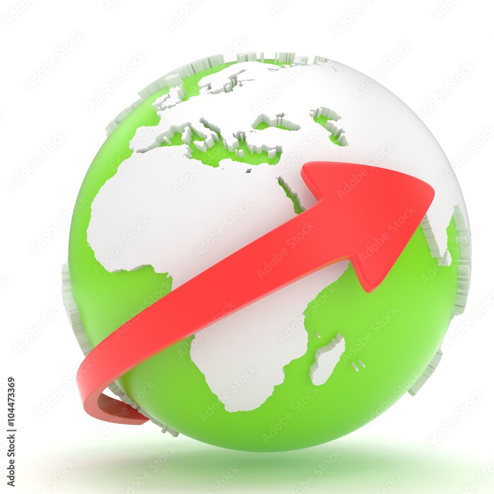 Arrows and Earth globe. 3d render Arrows and Earth globe. 3d render