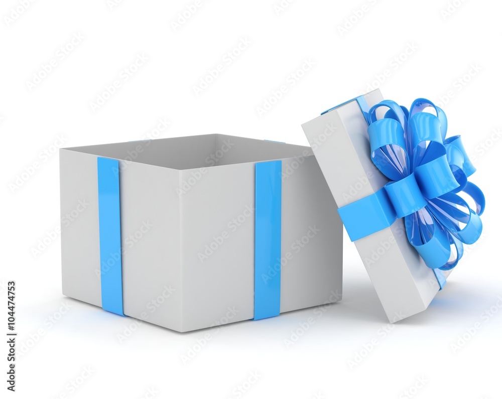open gift box with bows isolated on white open gift box with bows isolated on white
