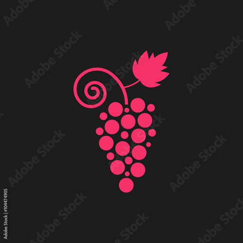 pink grape icon on black background