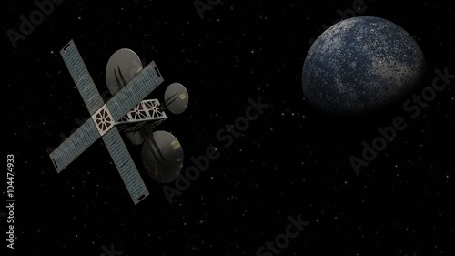Fototapeta Naklejka Na Ścianę i Meble -  
satelit observes a planet in space