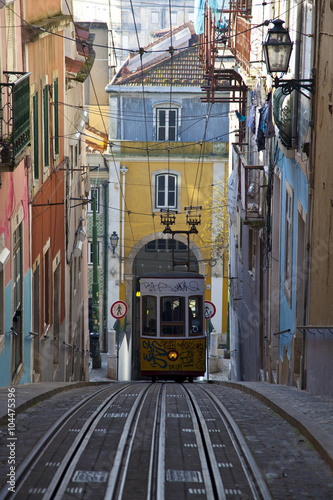 Elevador da Bica, elevator, tram, funicular between Tejo and Bairra Alto district, historic centre of Lisbon, Lisboa, Portugal, Europe photo