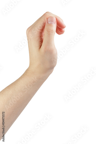 adult man hand to hold something, isolated on white background