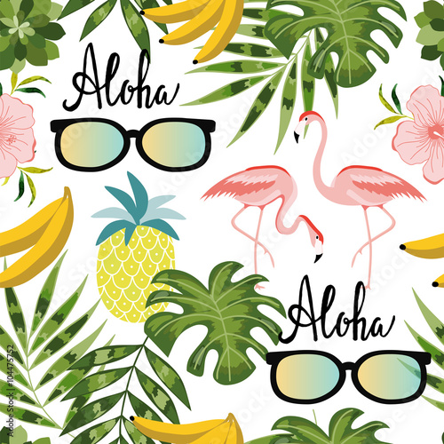 Beautiful seamless pattern with summer flowers.