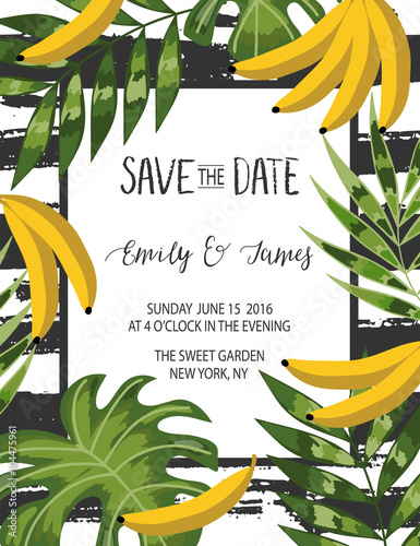 Vintage wedding invitation with flowers. Save the date design. 