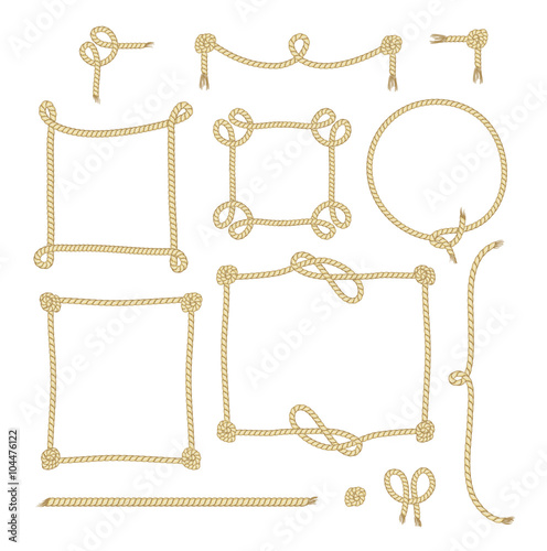Set of Simple Rope Frames Graphic Designs on white background.