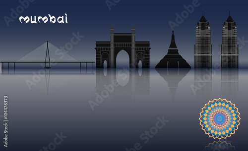 Vector Mumbai cityscape background