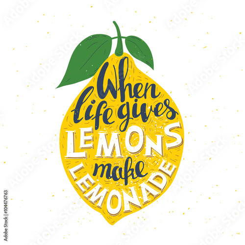 Hand drawn typography poster. Lemon  with inscription 