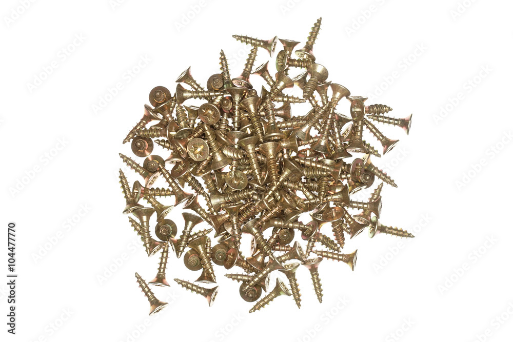 metal screws, isolated on the white.
