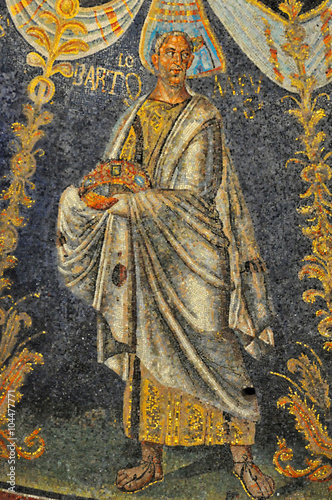 Ancient byzantine mosaic of the apostle Bartholomew