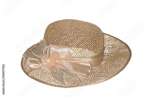 Straw hat, isolated on the white. photo