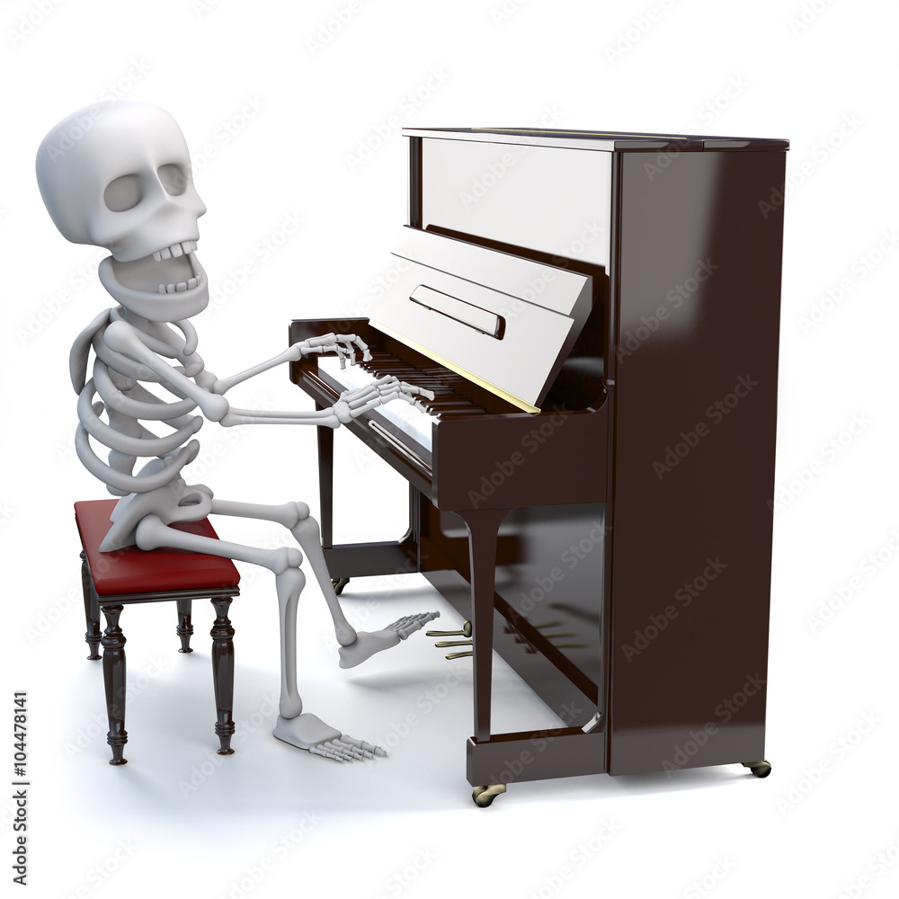3d Skeleton playing a piano Stock Illustration | Adobe Stock